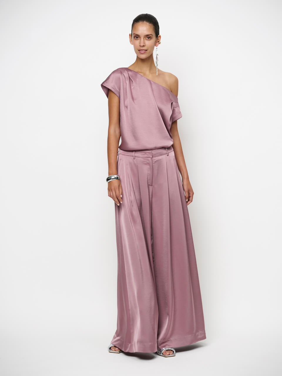 Roam Satin Drapey Top - Mauve