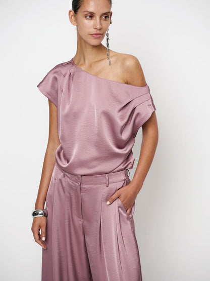 Roam Satin Drapey Top - Mauve