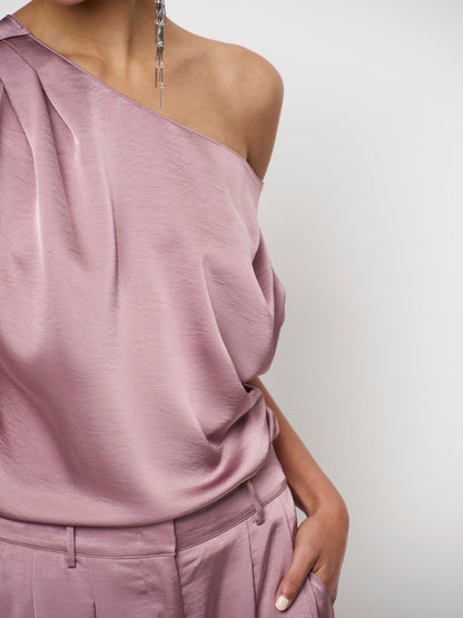 Roam Satin Drapey Top - Mauve