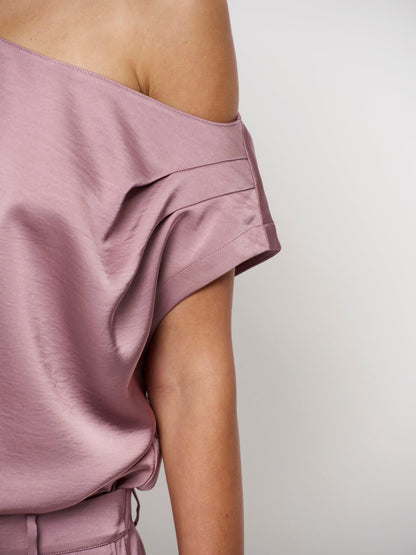 Roam Satin Drapey Top - Mauve