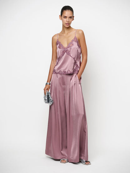 Onique Wide Leg Satin Pants - Mauve