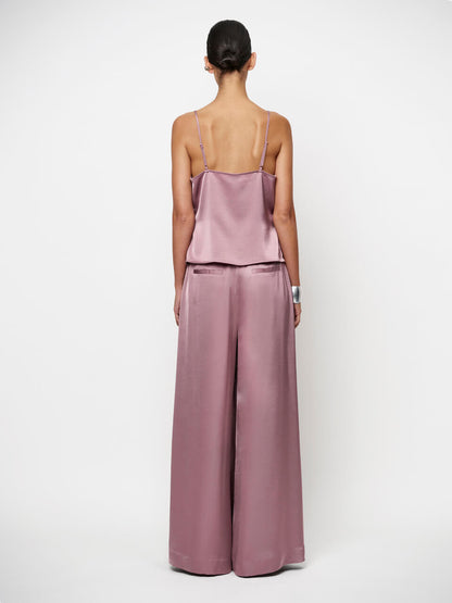 Onique Wide Leg Satin Pants - Mauve