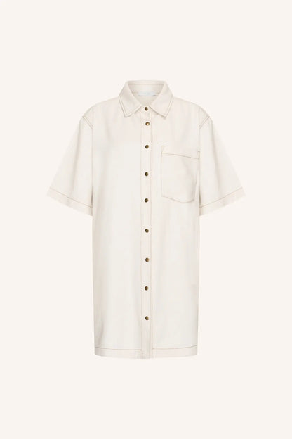 Lexia Twill Dress - Cloud White