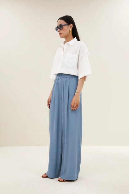 Benji Viscose Pants - Blue Stone