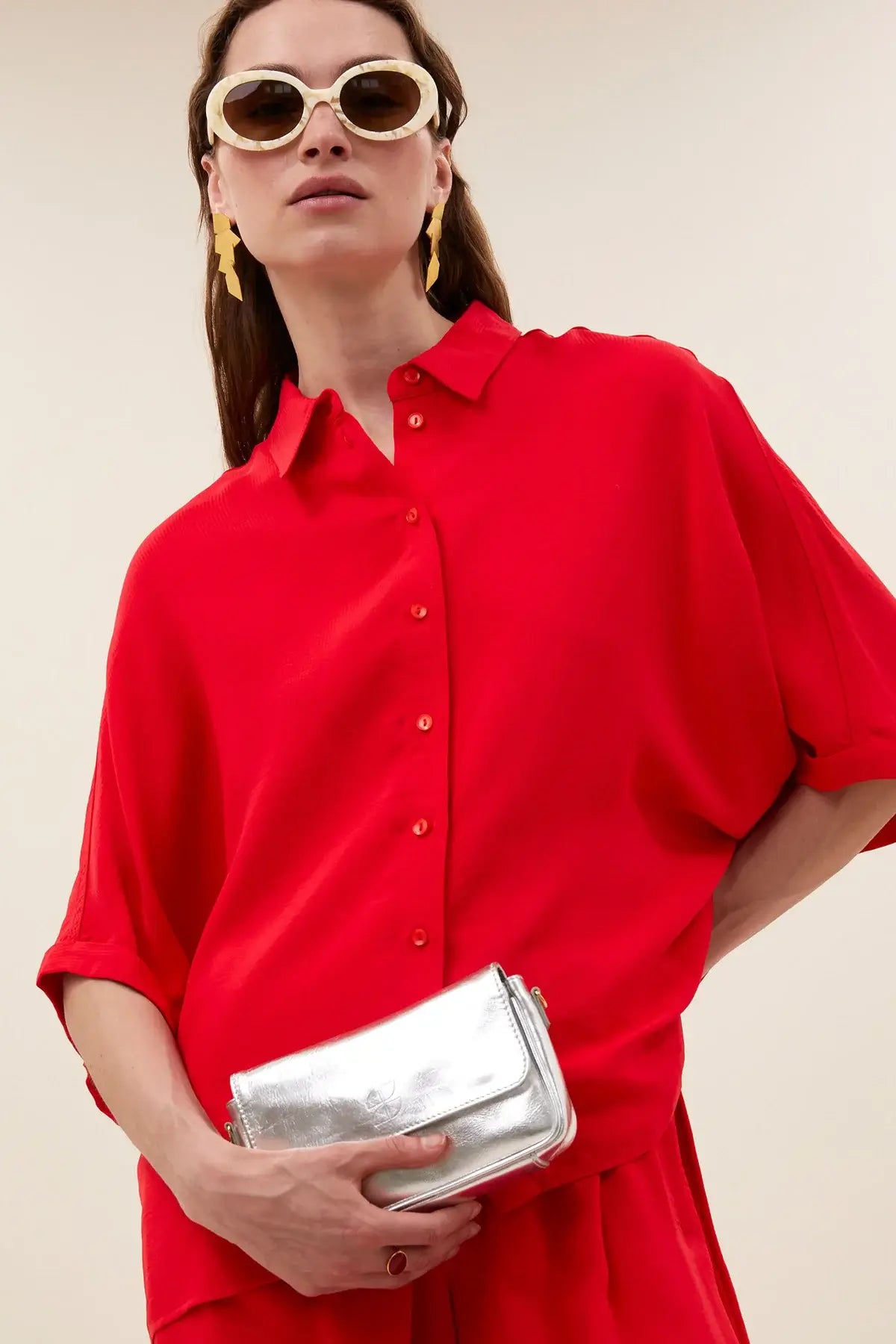 Sunny Satin Stripe Blouse - Lollipop