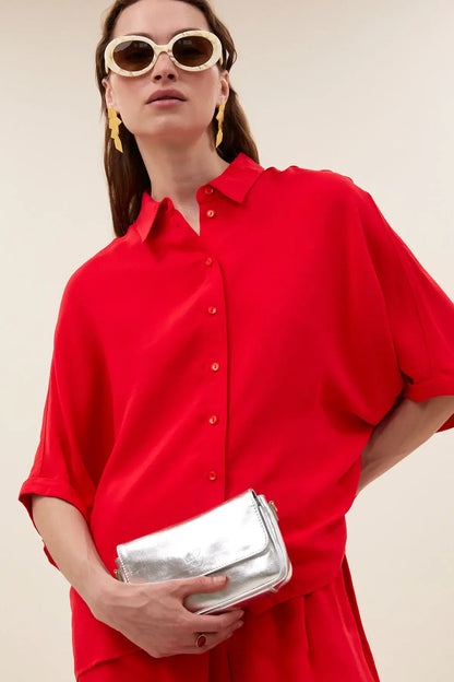 Sunny Satin Stripe Blouse - Lollipop