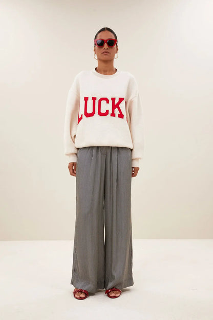 Bibi Lucky Patchwork Sweater - Oyster Melee