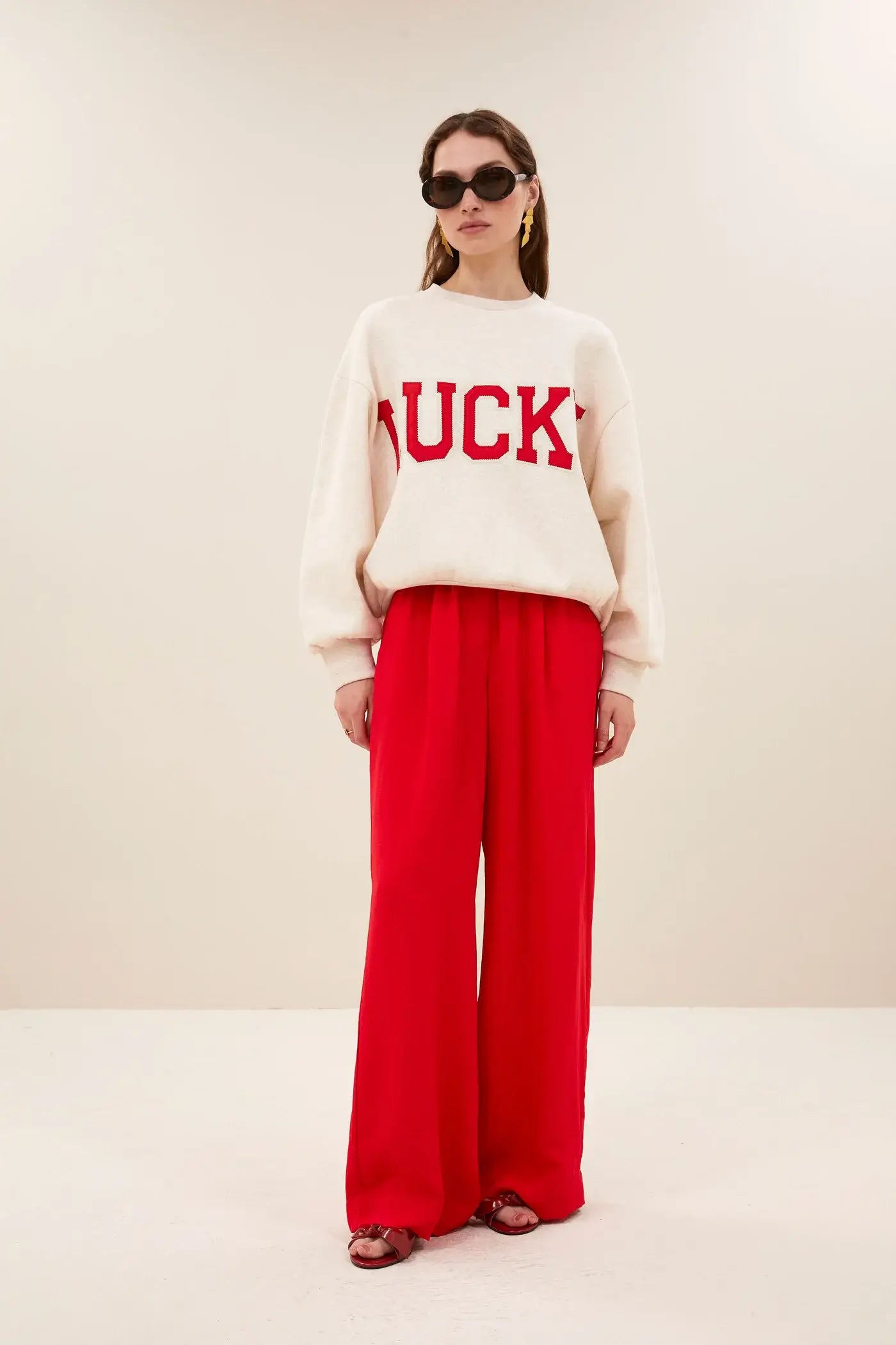 Bibi Lucky Patchwork Sweater - Oyster Melee