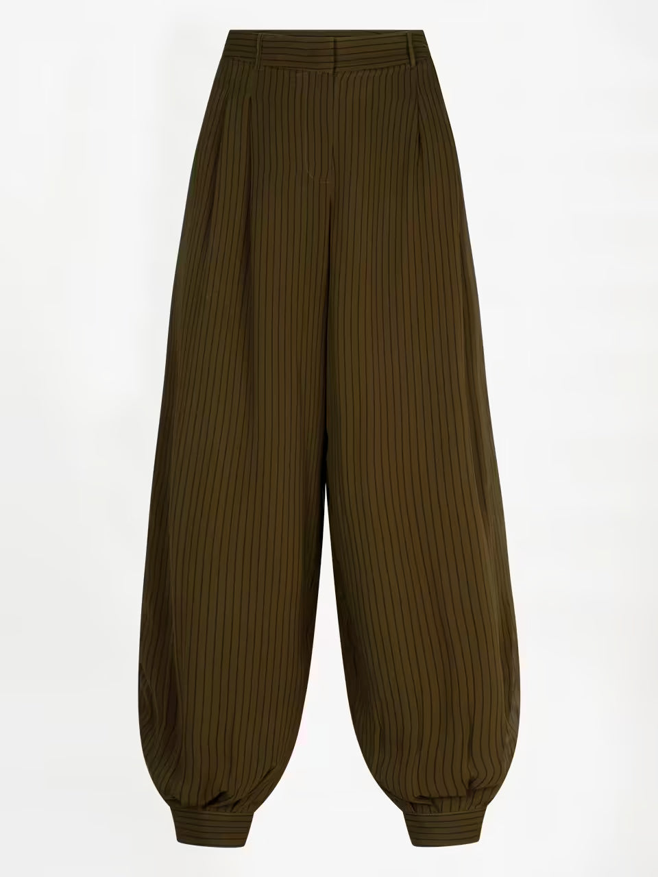 Gilbery pinstripe balloon pants - Moss Olive
