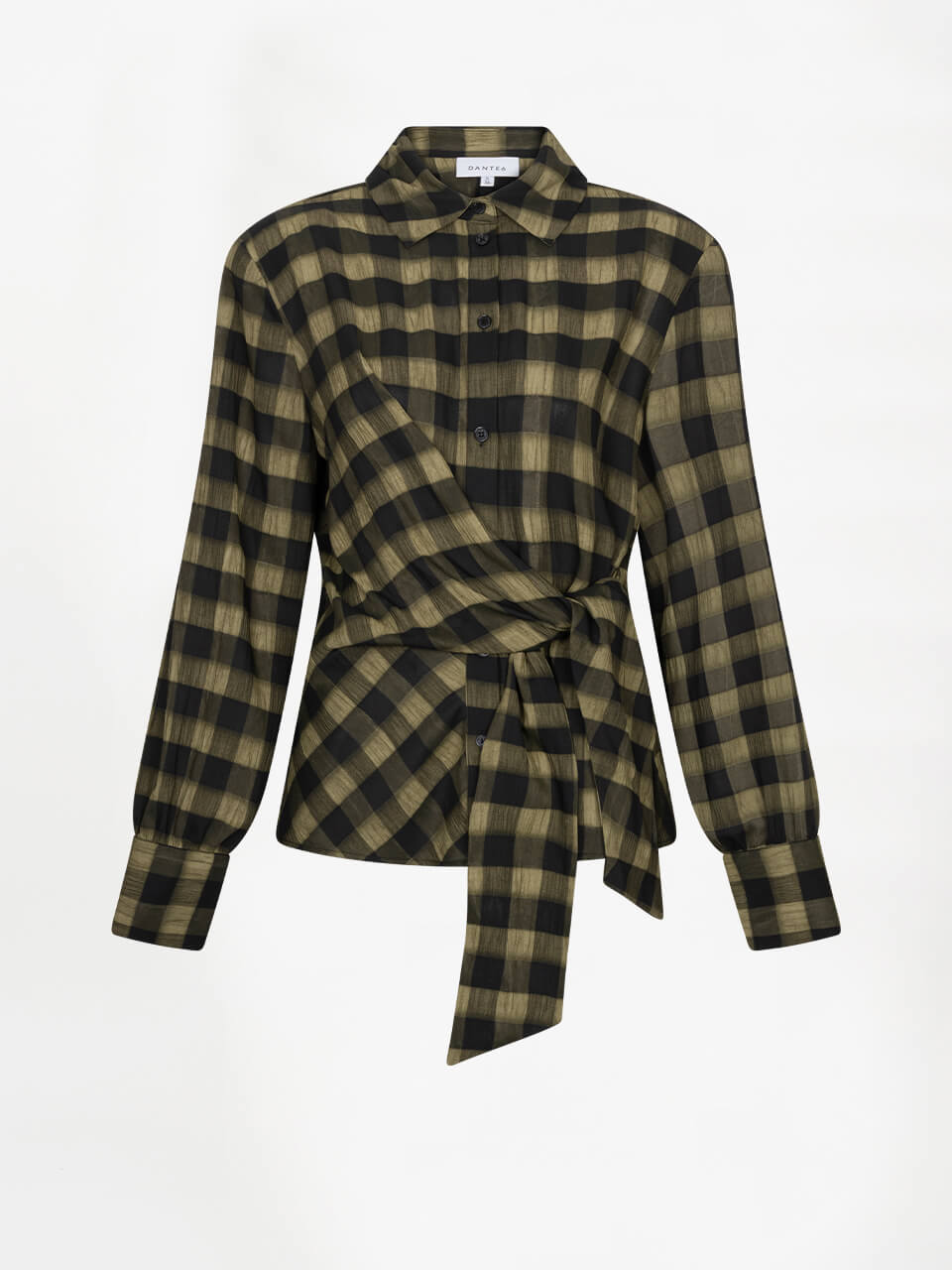 Kenmare Draped Check Shirt - Moss Olive