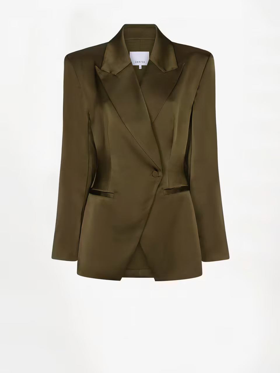 Rush tailored bold satin blazer - Moss Olive