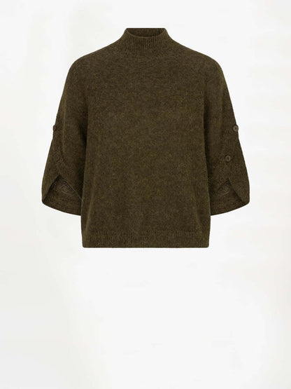Mahani Cape Sweater - Moss Olive