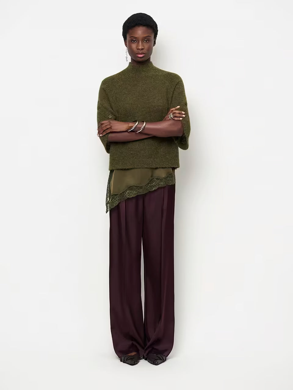 Mahani Cape Sweater - Moss Olive