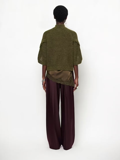 Mahani Cape Sweater - Moss Olive