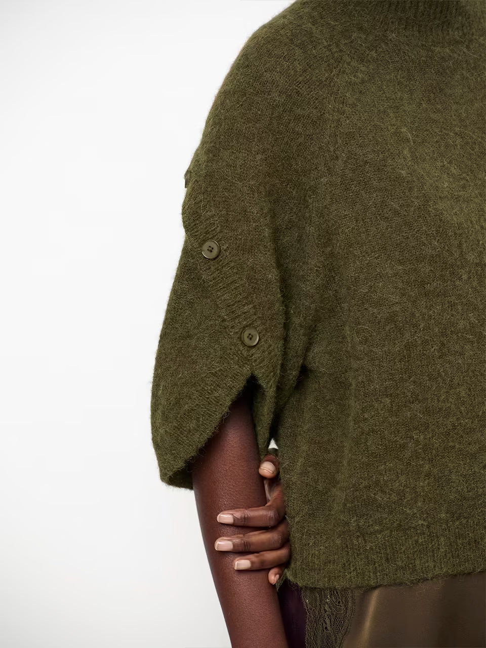 Mahani Cape Sweater - Moss Olive