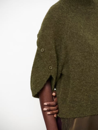 Mahani Cape Sweater - Moss Olive