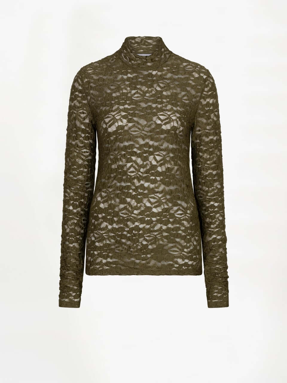 Irony Lace Turtle Neck Top - Warm Greige
