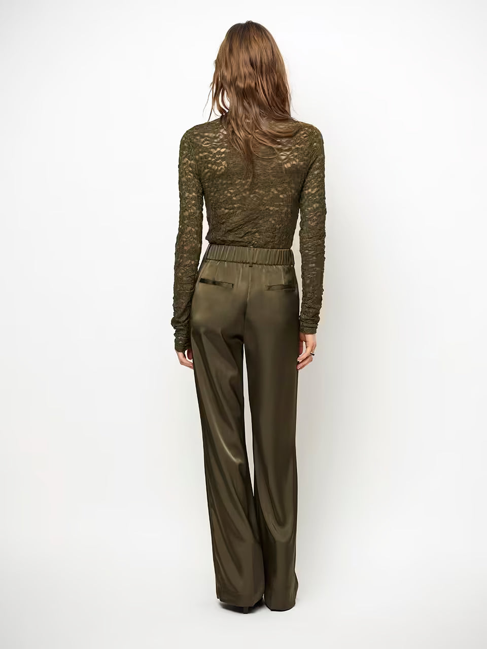 Irony Lace Turtle Neck Top - Warm Greige