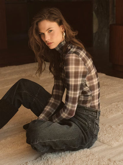 Casha Printed Check Mesh-Top - Mehrfarbig