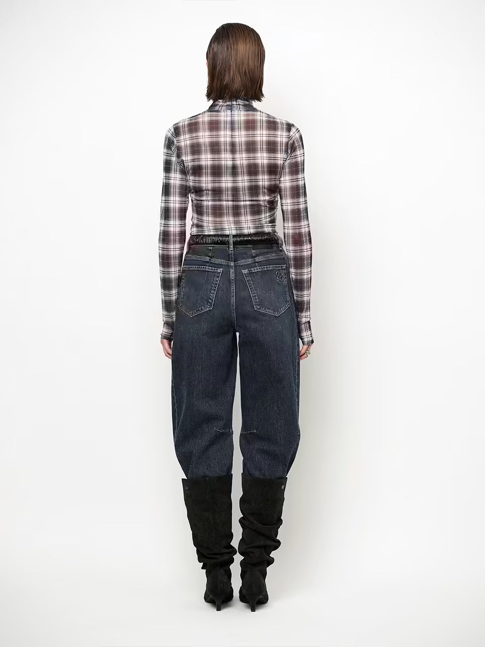 Casha Printed Check Mesh-Top - Mehrfarbig
