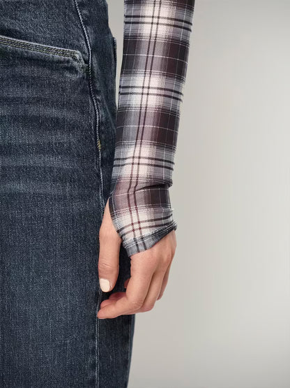 Casha Printed Check Mesh-Top - Mehrfarbig