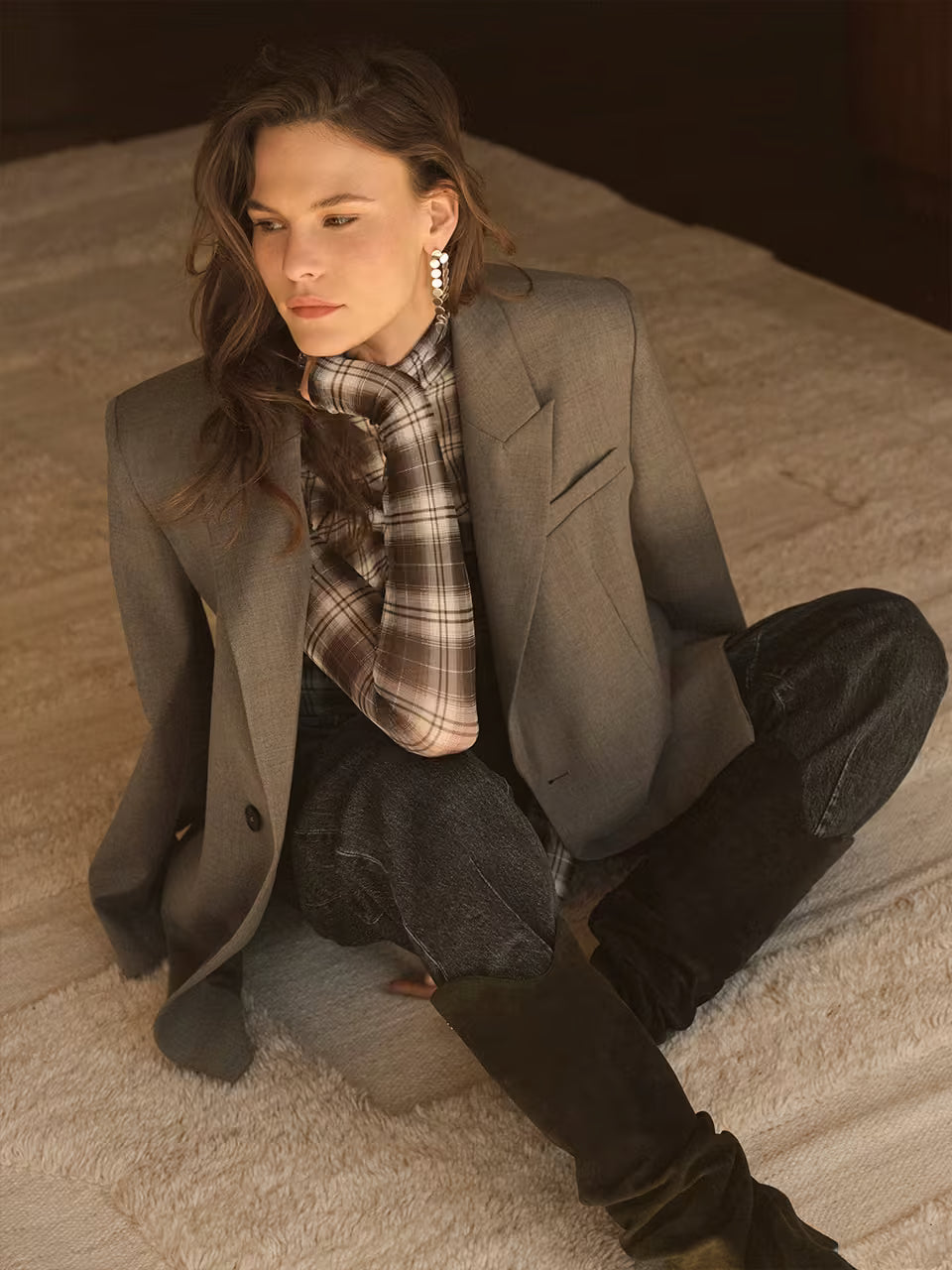 Casha Printed Check Mesh-Top - Mehrfarbig