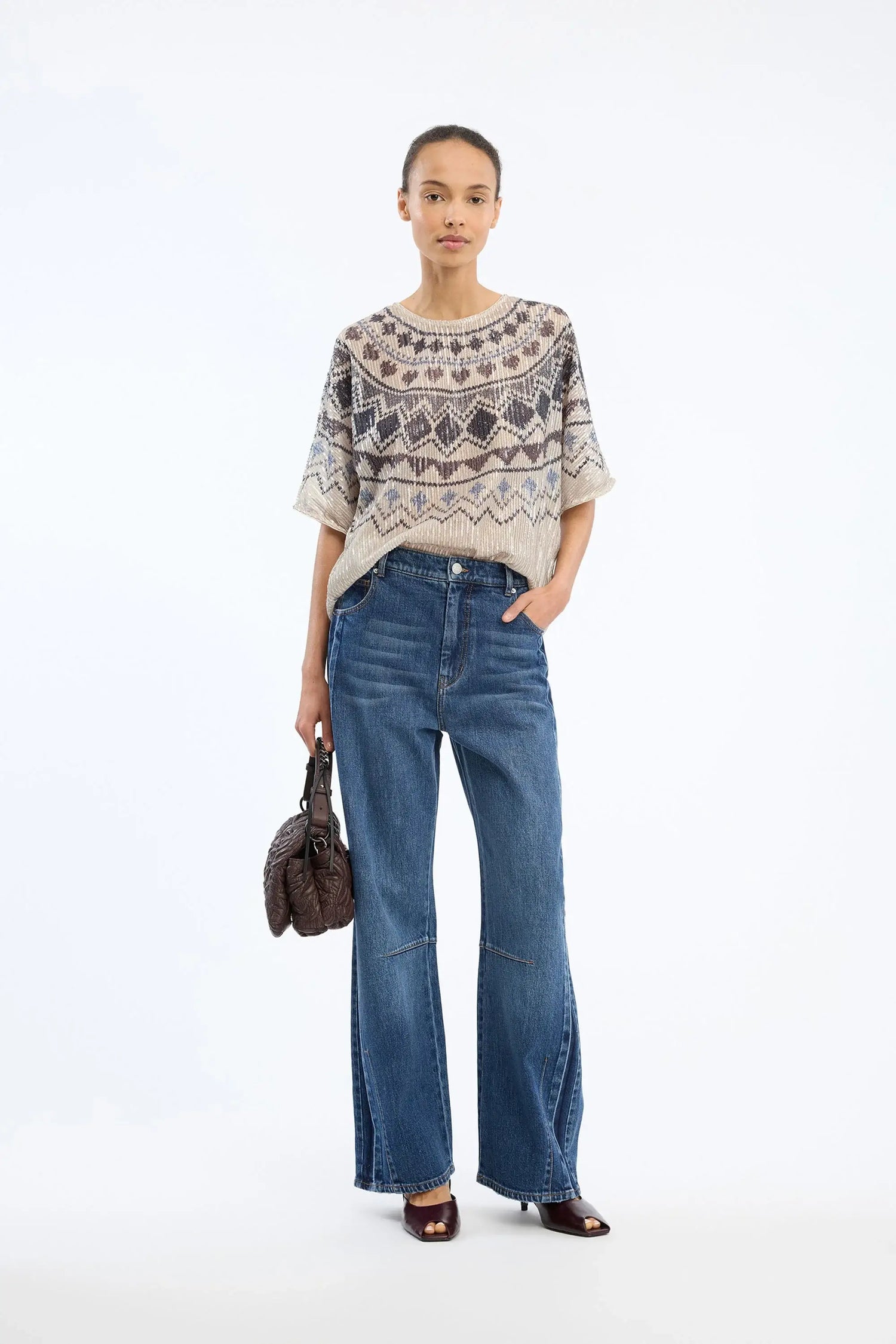 Vunny Knit Top - Print Camel