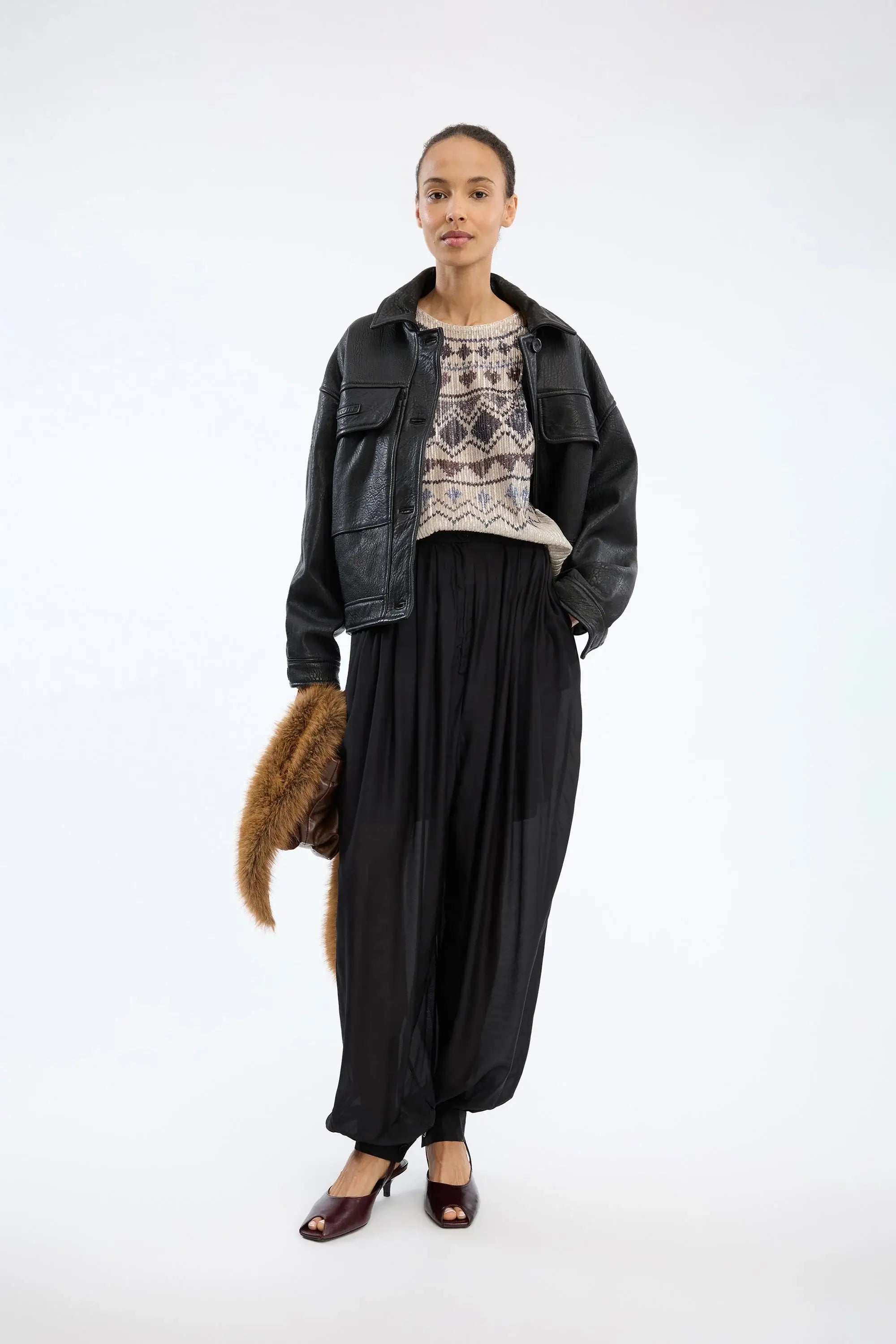 Vunny Knit Top - Print Camel