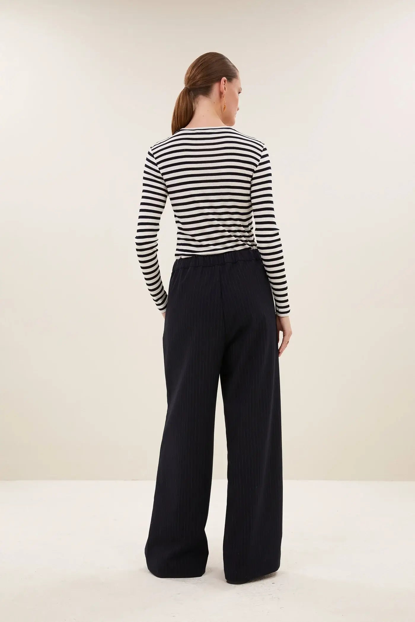 Basic ls Rib Top - Moon Stripe