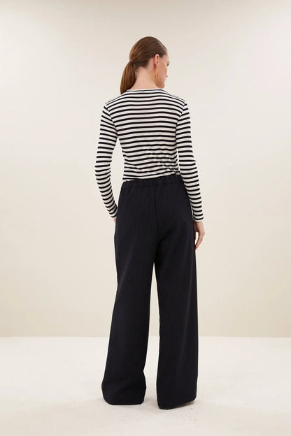 Basic ls Rib Top - Moon Stripe