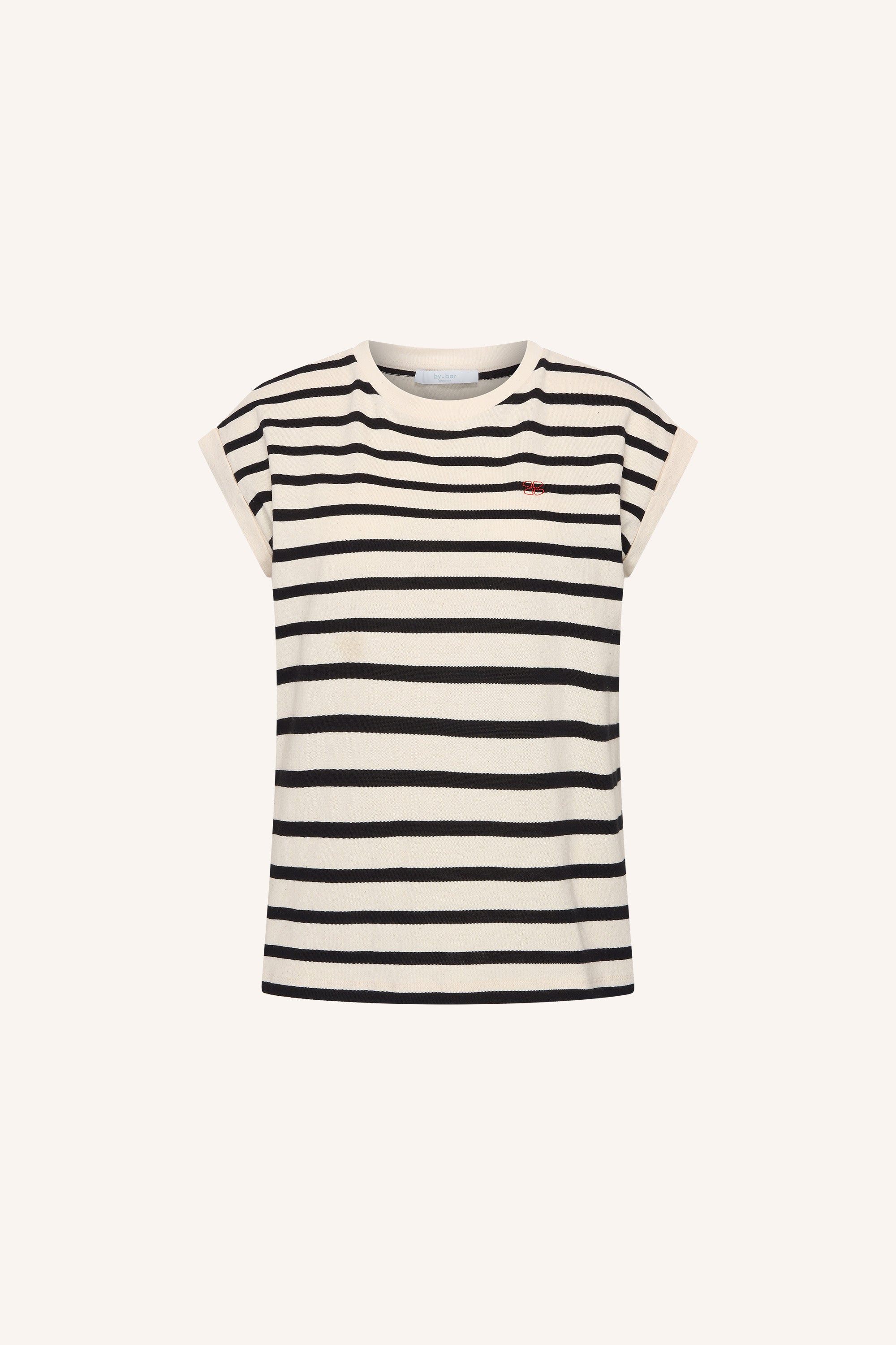 Tobi Stripe Logo Top - Grain black stripe
