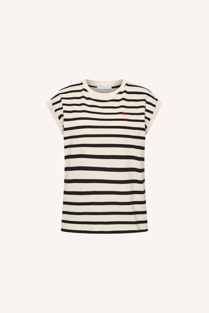 Tobi Stripe Logo Top - Grain black stripe