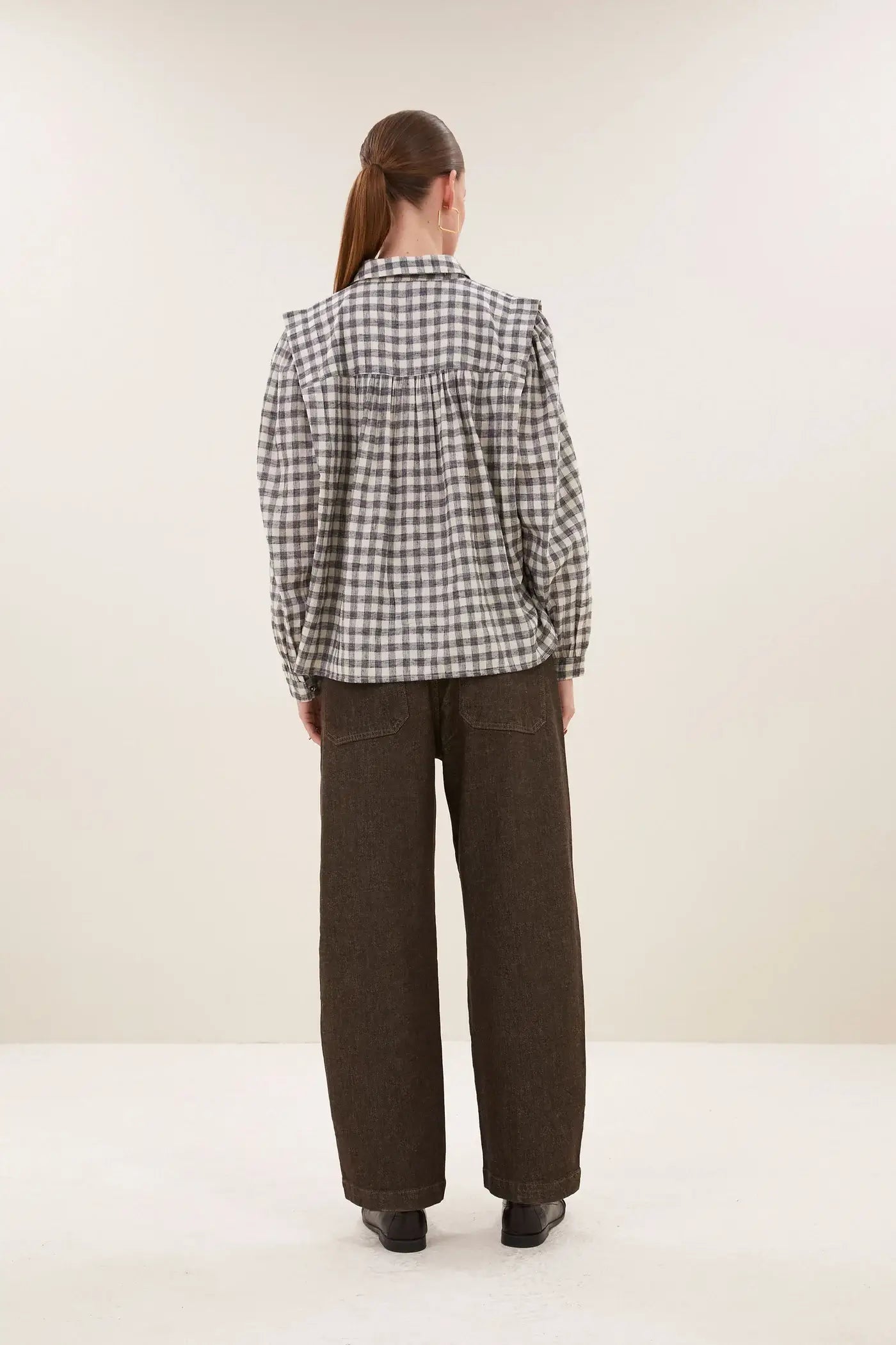 Maia Check Blouse - Ash Grey Check