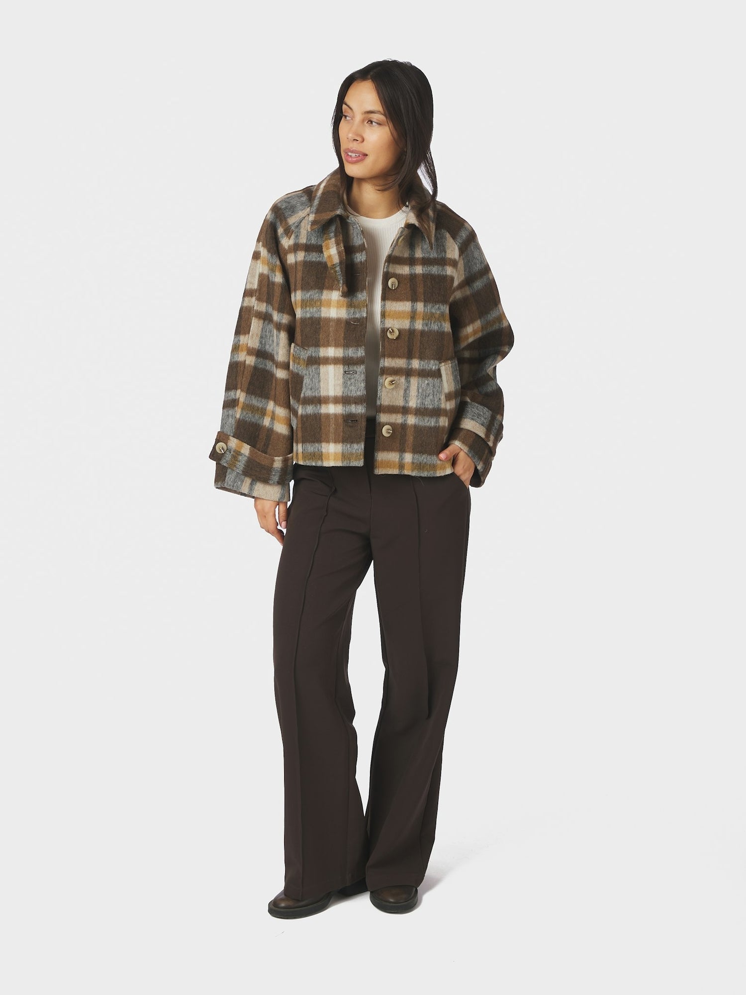 Quinn Check Jacket - Camel