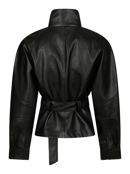 Jaclyn Faux Leather Jacket - Black