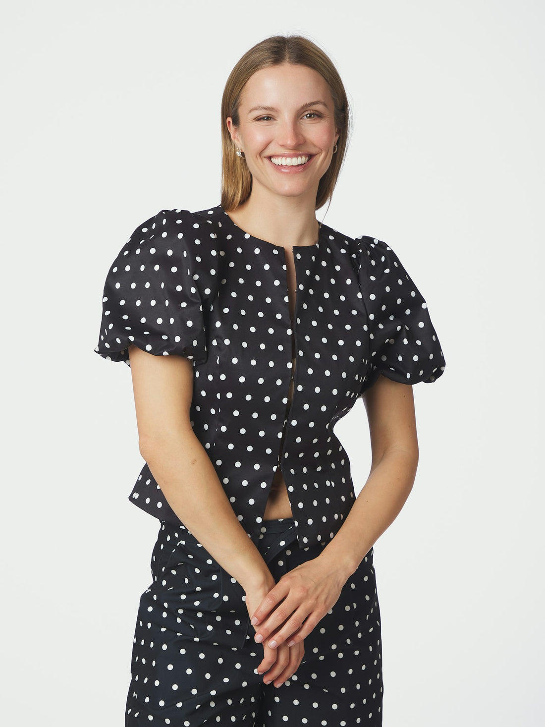Anela Dot Blouse - Black