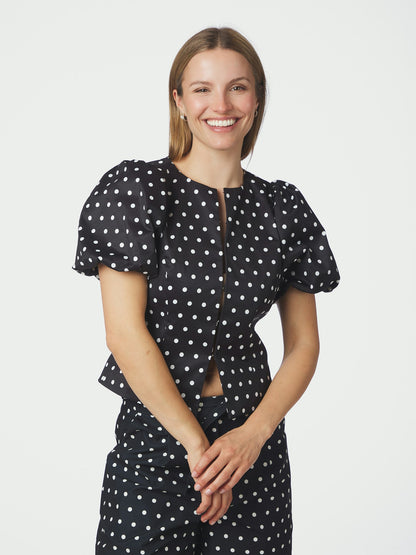 Anela Dot Blouse - Black