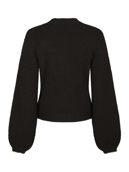 Gio Fluffy Knit Cardigan - Dark Brown