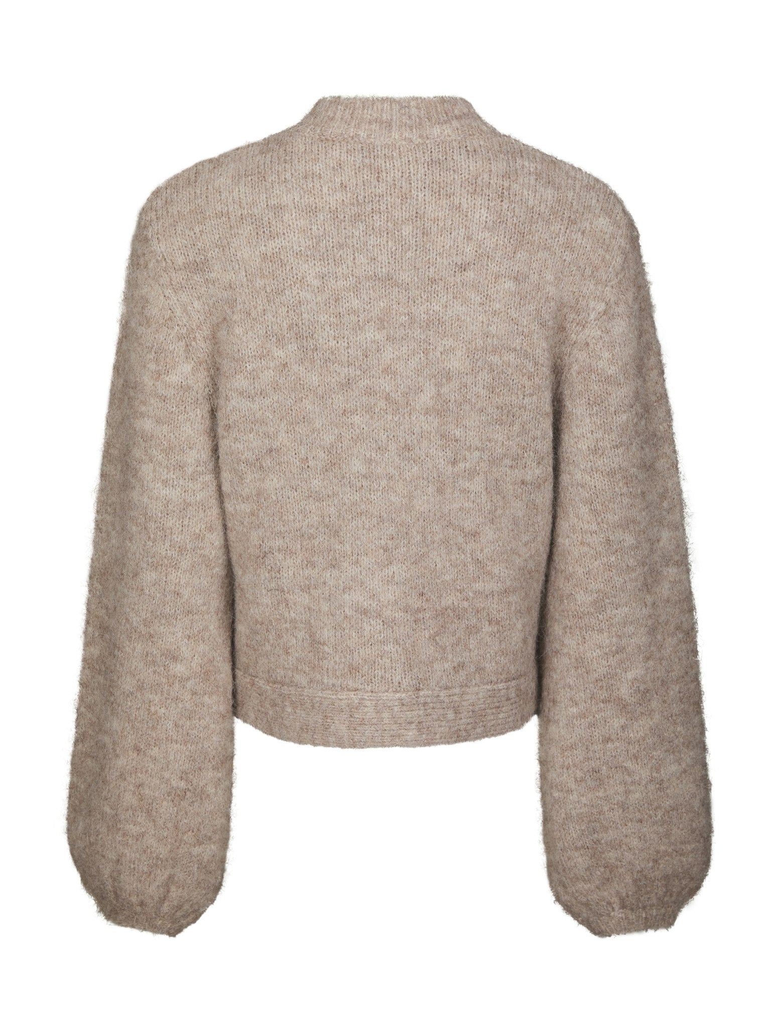 Gio Fluffy Knit Cardigan - Beige Melange