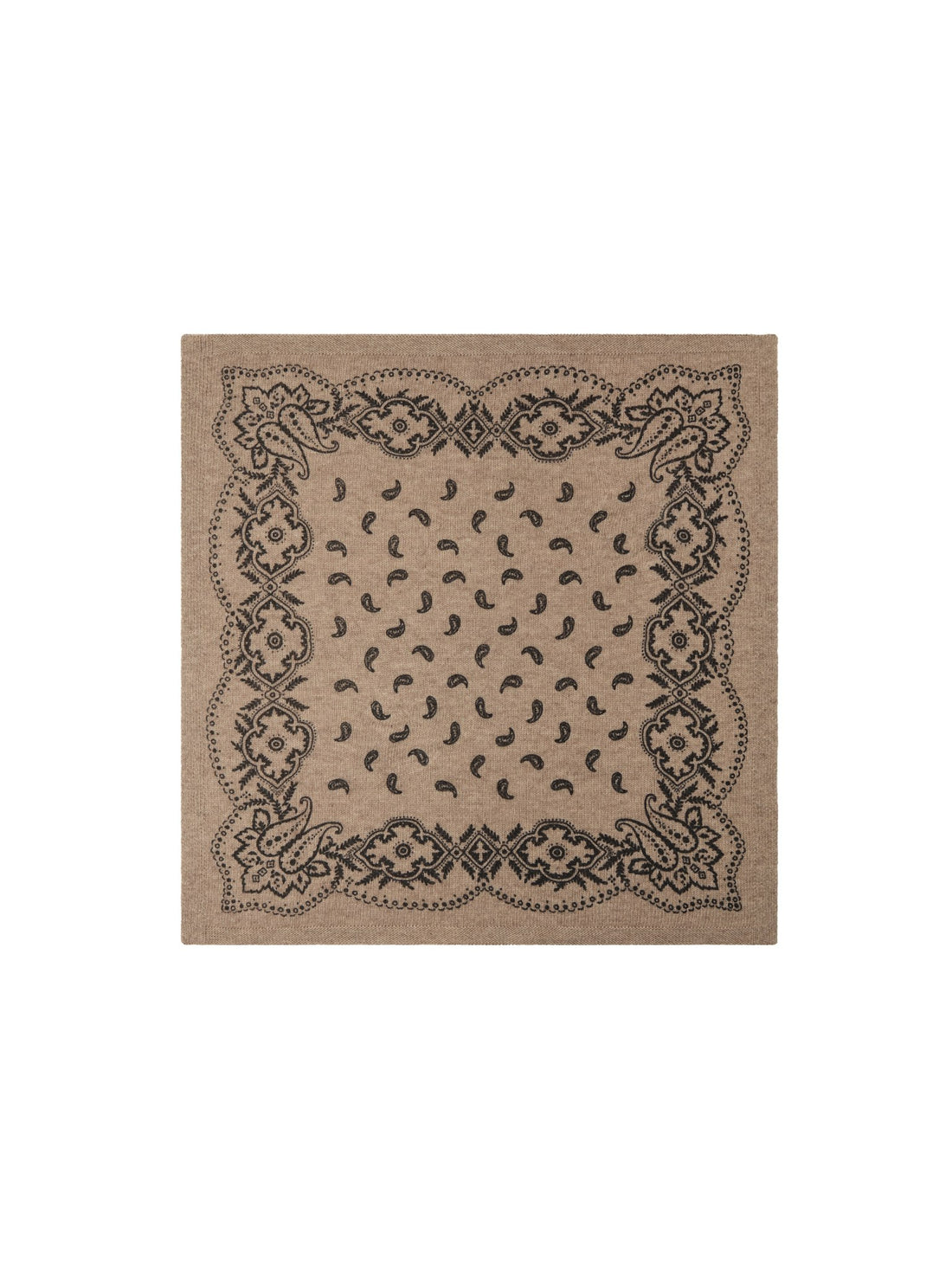 Adelina Paisley Knit Scarf - Beige Melange