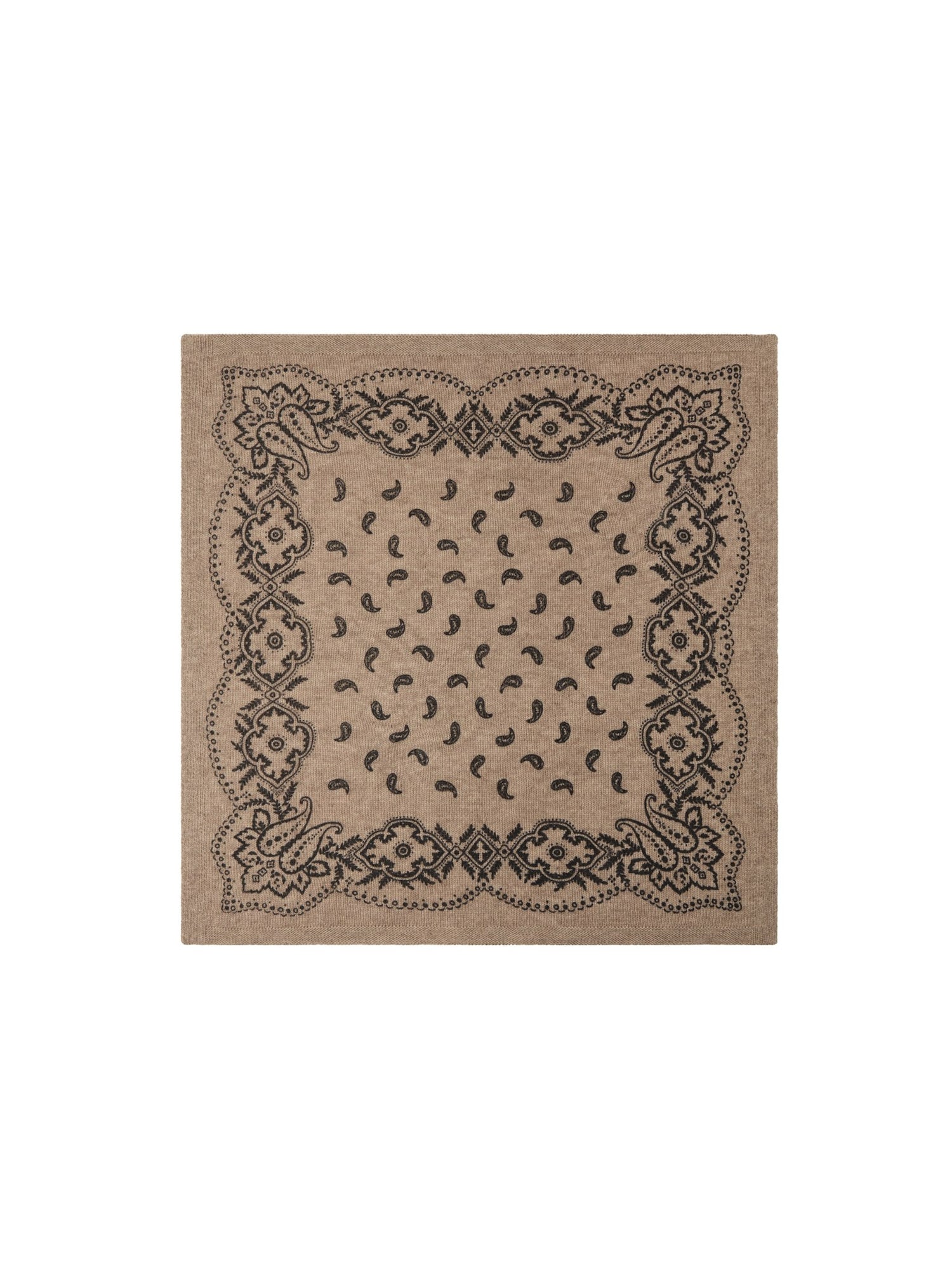 Adelina Paisley Knit Scarf - Beige Melange