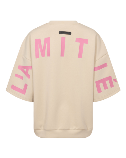 Maxi Split SS Logo Sweat - Pearl/Pink