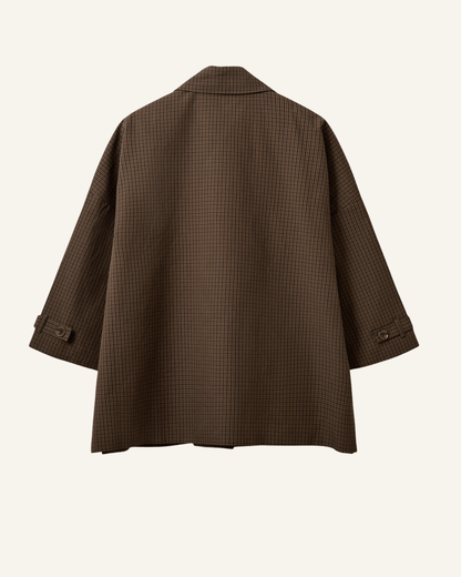 SelinaSW Oversize-Jacke mit Karomuster - Braun Kariert