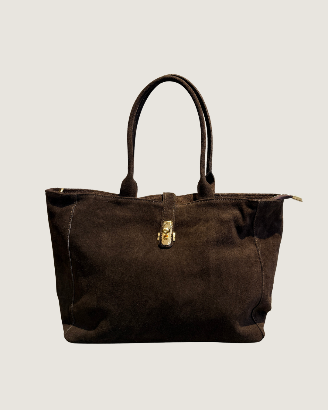 Medium Suede Bag - Dark Brown
