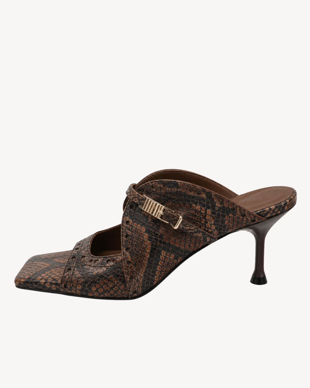 Raven Sandal High Heel - Chocolat Python