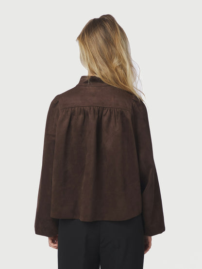 Tirsa Faux Suede Jacket - Dark Brown