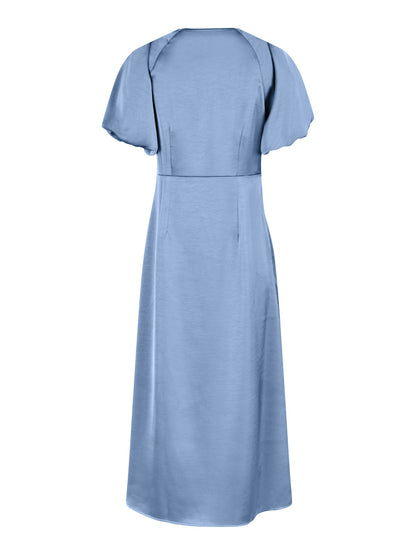 Illana Heavy Sateen Dress - Smoke Blue