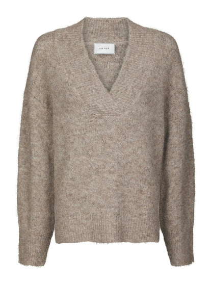 Melli Fluffy Knit Blouse - Beige Melange
