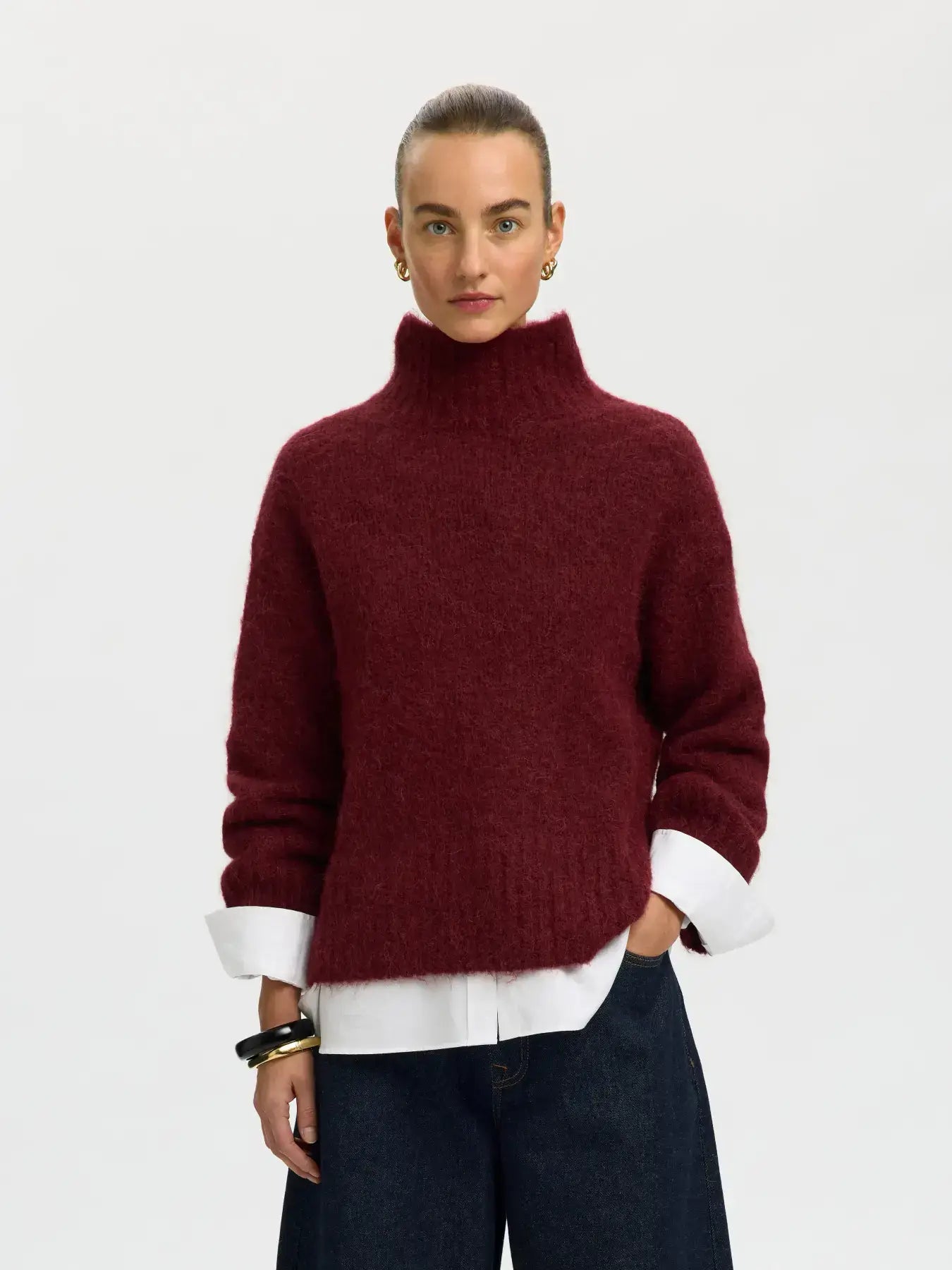 SLFGabriella LS Knit High Neck - Tawny Port