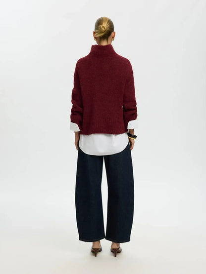 SLFGabriella LS Knit High Neck - Tawny Port